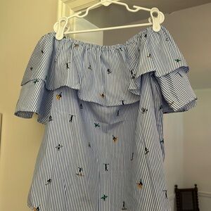 Ces Femme Seersucker Ruffle Top. Surfer 🏄 print.